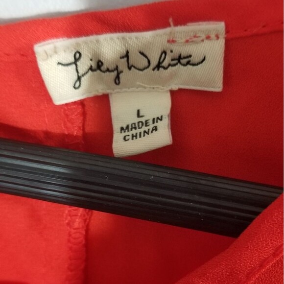lily white size large orange flowy cap sleeve chest pocket blouse - Picture 2 of 4